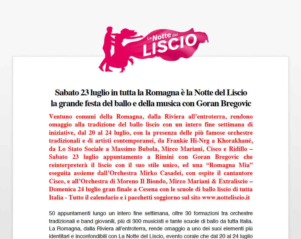 Sabato 23 Luglio In Tutta La Romagna è La “Notte Del Liscio”