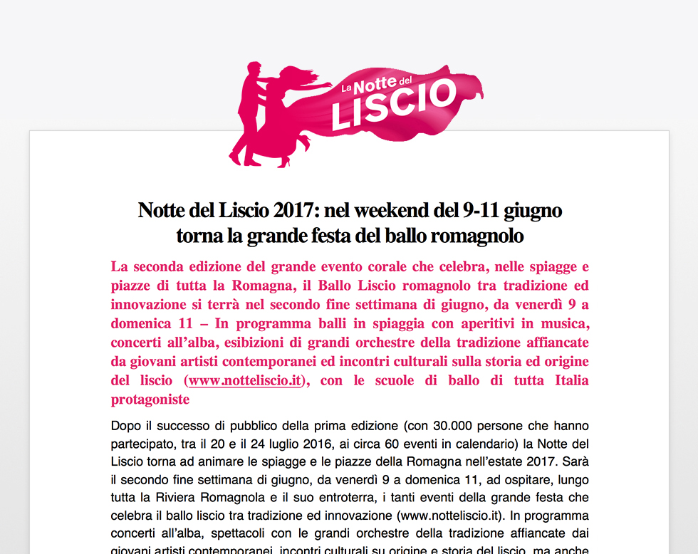Notte Del Liscio 2017: Nel Weekend Del 9-11 Giugno  Torna La Grande Festa Del Ballo Romagnolo
